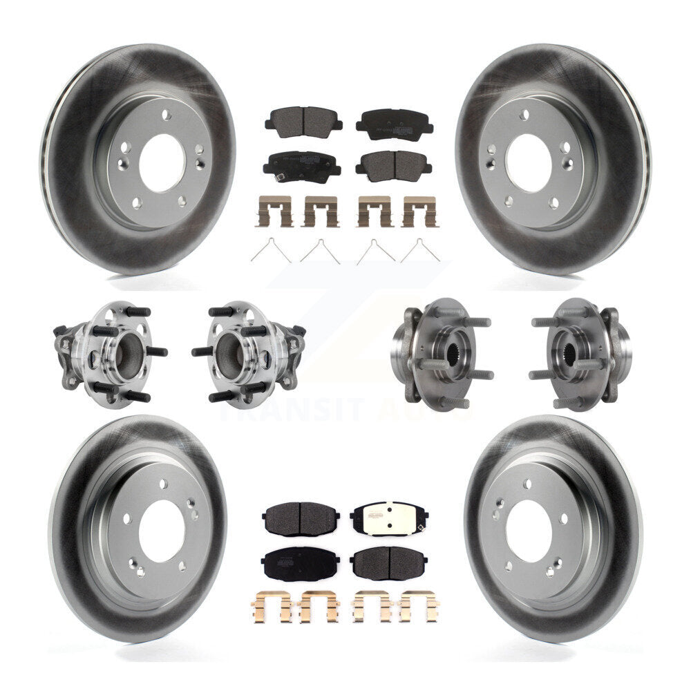 Kit de plaquettes de rotor de frein enduites de roulement de moyeu avant et arrière (10 pièces) pour Hyundai Elantra G