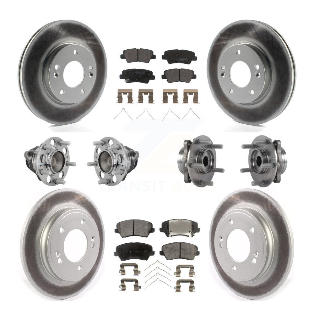 Kit de rotors et plaquettes de frein revêtus de roulement de moyeu avant et arrière (10 pièces) pour Hyundai Veloste
