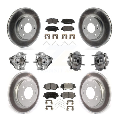 Kit de rotors et plaquettes de frein revêtus de roulement de moyeu avant et arrière (10 pièces) pour Hyundai Veloste