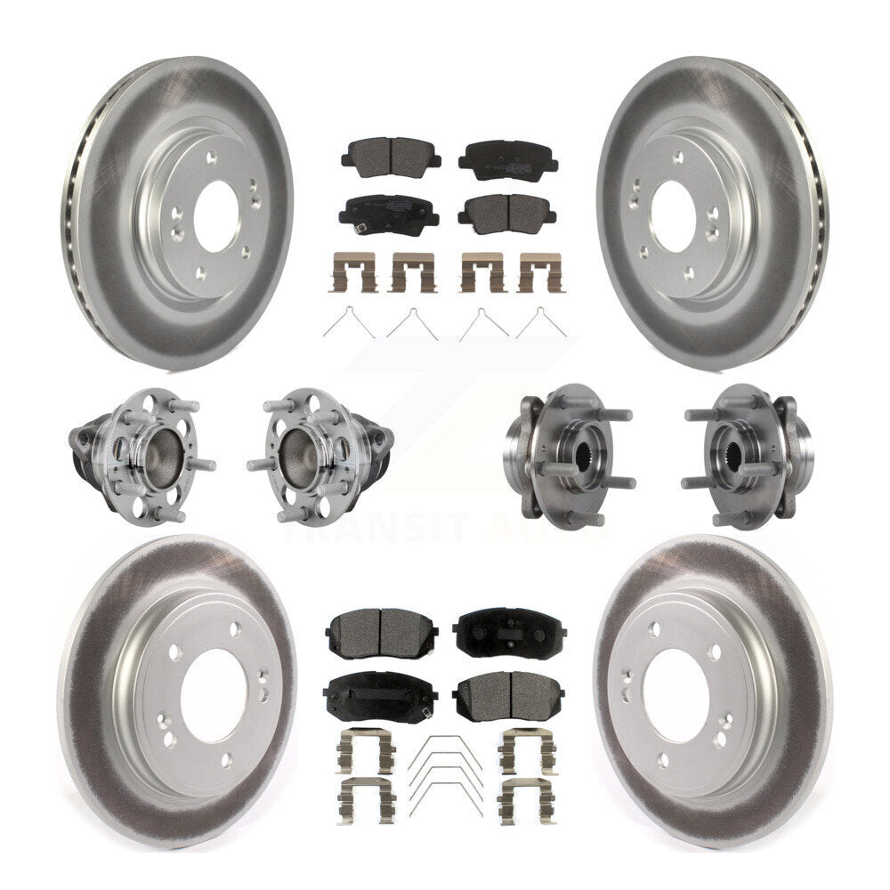 Kit de rotor et de plaquettes de frein revêtus de roulement de moyeu avant et arrière (10 pièces) pour Kia Forte Hyunda