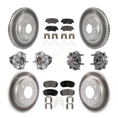 Kit de rotor et de plaquettes de frein revêtus de roulement de moyeu avant et arrière (10 pièces) pour Kia Forte Hyunda