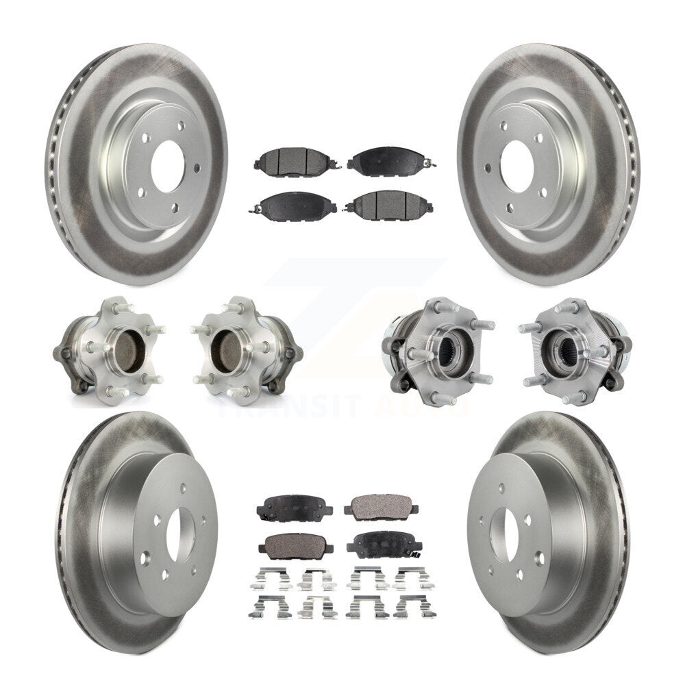 Kit de rotor et de plaquettes de frein revêtus de roulement de moyeu avant et arrière (10 pièces) pour Nissan Murano FW
