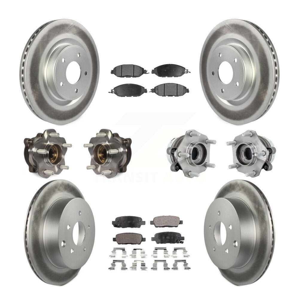 Kit de rotor et de plaquettes de frein revêtus de roulement de moyeu avant et arrière (10 pièces) pour Nissan Murano AW