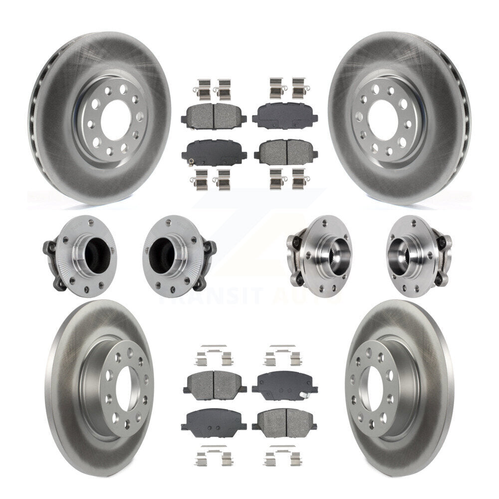 Kit de rotors et plaquettes de frein revêtus de roulement de moyeu avant et arrière (10 pièces) pour Jeep Compass FW