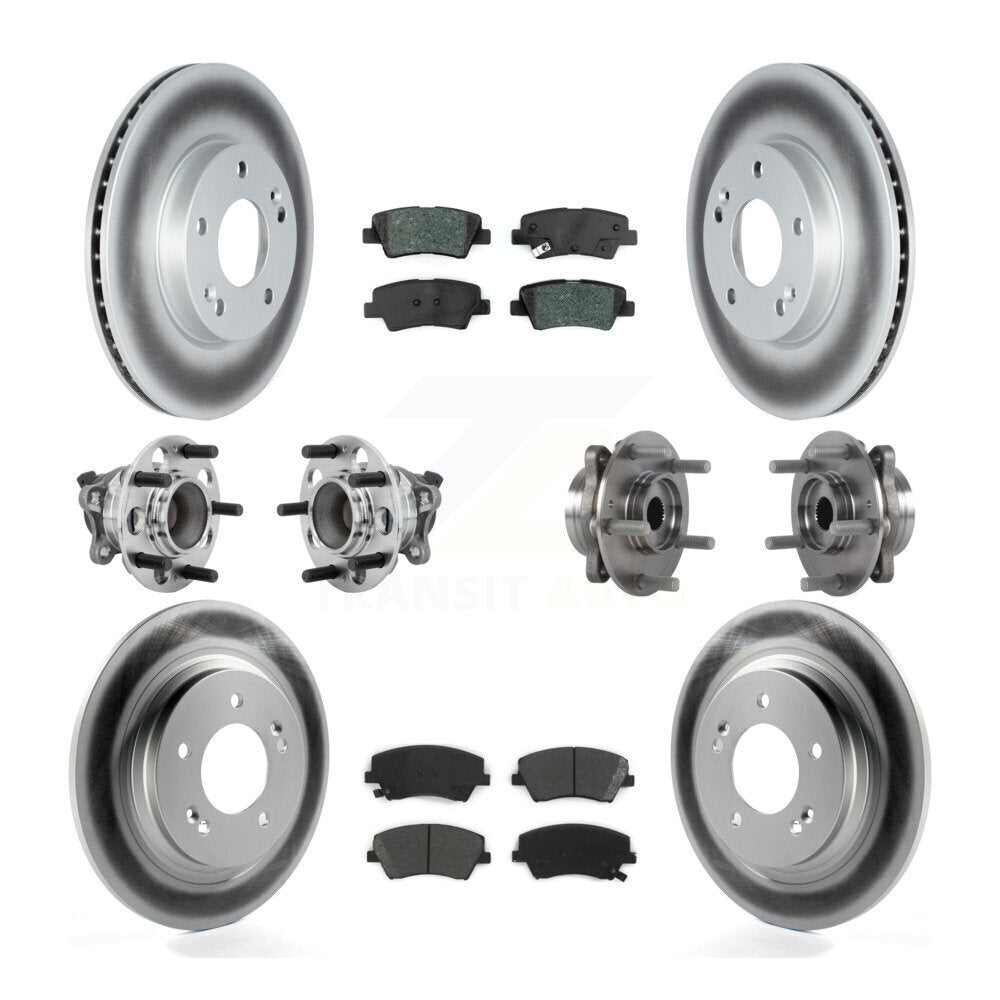 Kit de plaquettes de rotor de frein à disque revêtues de roulement de moyeu avant et arrière (10 pièces) pour Hyundai Ioni