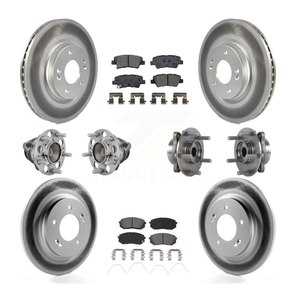 Kit de plaquettes de rotor de frein enduites de roulement de moyeu avant et arrière (10 pièces) pour Hyundai Elantra G