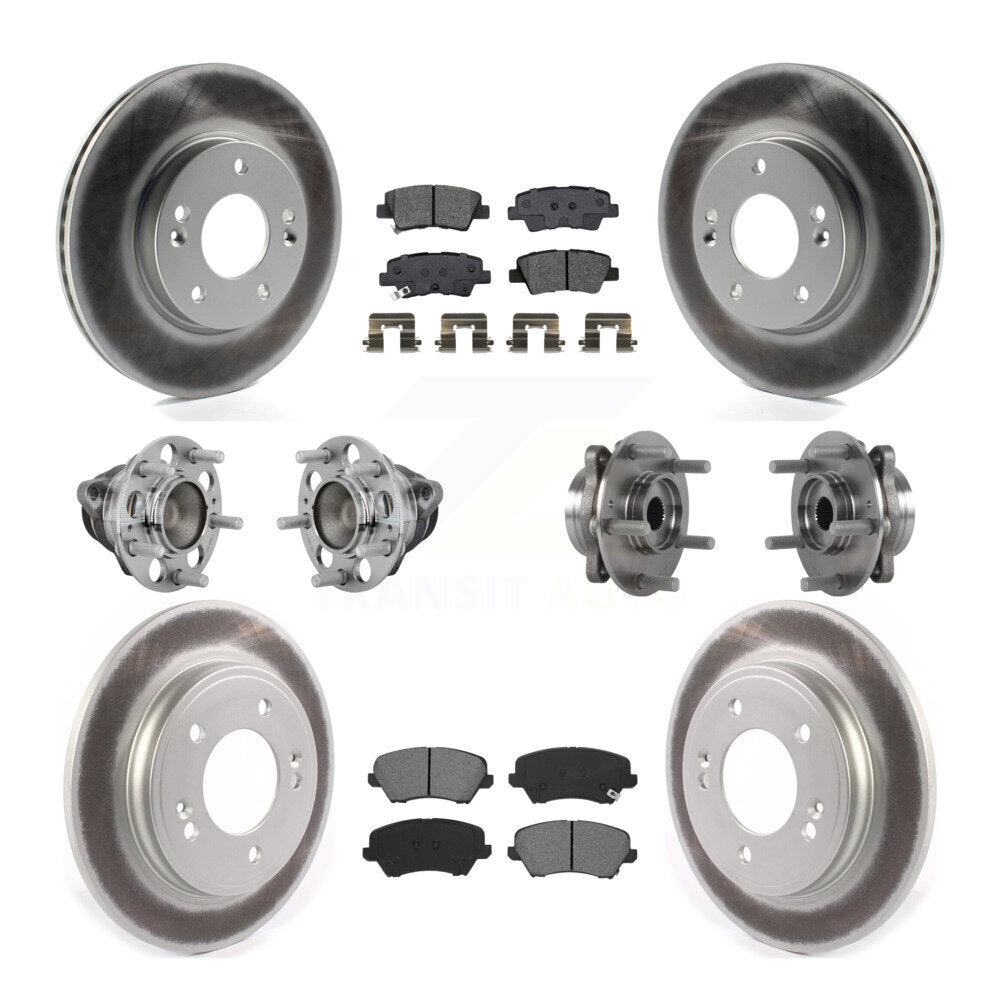 Kit de rotors et plaquettes de frein revêtus de roulement de moyeu avant et arrière (10 pièces) pour Hyundai Veloste