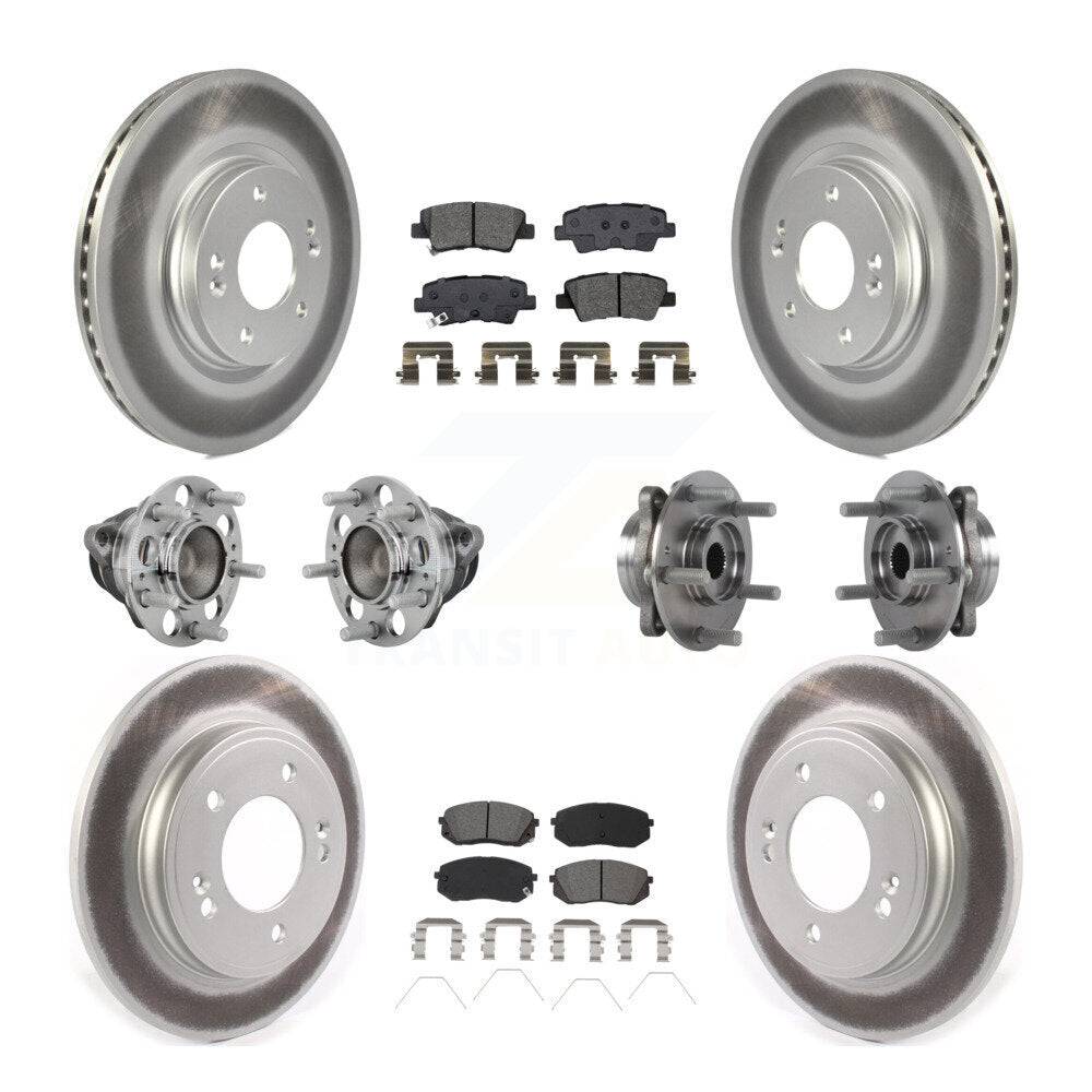 Kit de rotor et de plaquettes de frein revêtus de roulement de moyeu avant et arrière (10 pièces) pour Kia Forte Hyunda