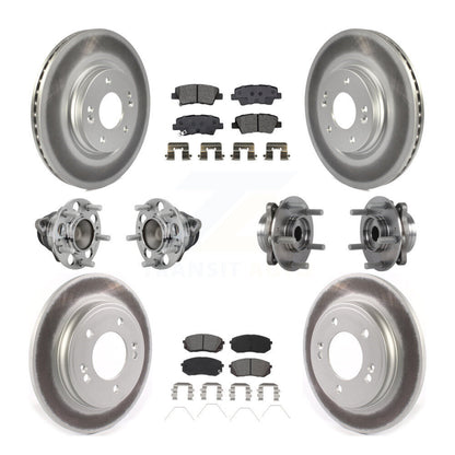 Kit de rotor et de plaquettes de frein revêtus de roulement de moyeu avant et arrière (10 pièces) pour Kia Forte Hyunda