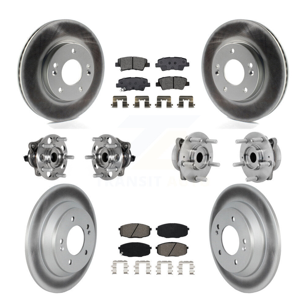 Kit de rotor et de plaquettes de frein à disque revêtus de roulement de moyeu avant et arrière (10 pièces) pour Hyundai Kon