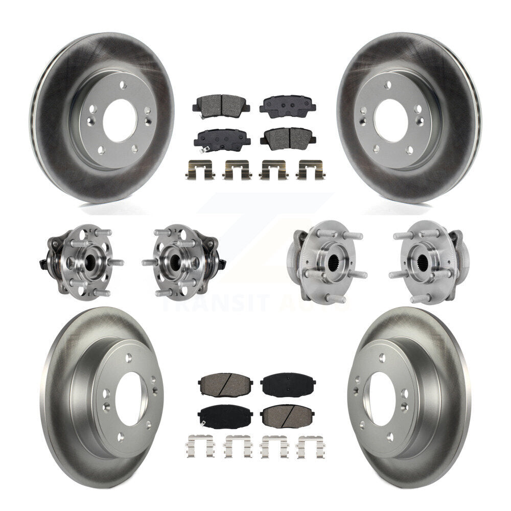 Kit de rotor et de plaquettes de frein à disque revêtus de roulement de moyeu avant et arrière (10 pièces) pour Hyundai Kon