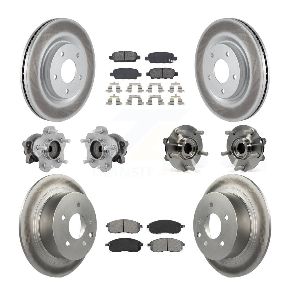 Kit de rotors et plaquettes de frein à disque revêtus de roulement de moyeu avant et arrière (10 pièces) pour Nissan Juk