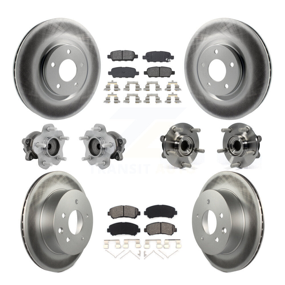 Kit de rotors et plaquettes de frein à disque revêtus de roulement de moyeu avant et arrière (10 pièces) pour Nissan Juk
