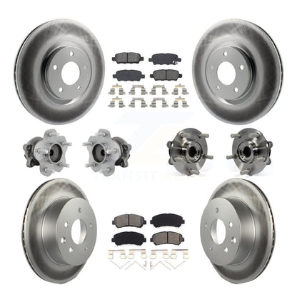 Kit de rotors et plaquettes de frein à disque revêtus de roulement de moyeu avant et arrière (10 pièces) pour Nissan Juk