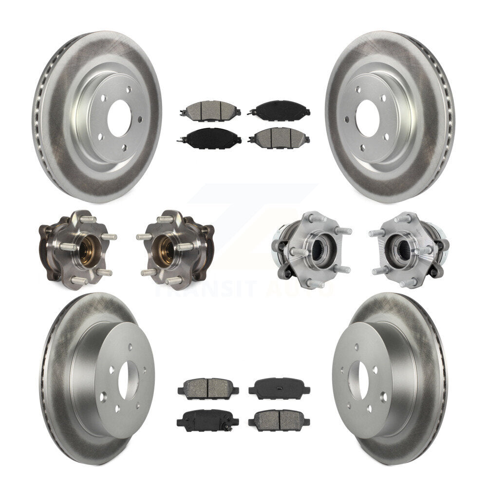 Kit de rotor et de plaquettes de frein revêtus de roulement de moyeu avant et arrière (10 pièces) pour Nissan Murano AW
