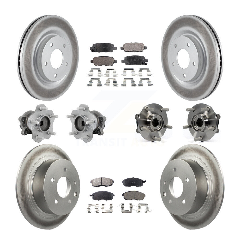 Kit de rotors et plaquettes de frein à disque revêtus de roulement de moyeu avant et arrière (10 pièces) pour Nissan Juk