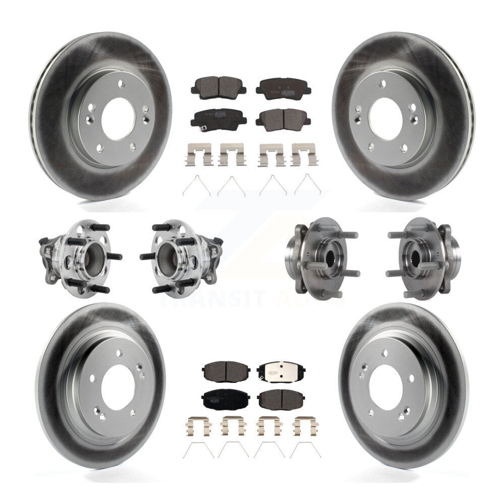 Kit de plaquettes de rotor de frein enduites de roulement de moyeu avant et arrière (10 pièces) pour Hyundai Elantra G