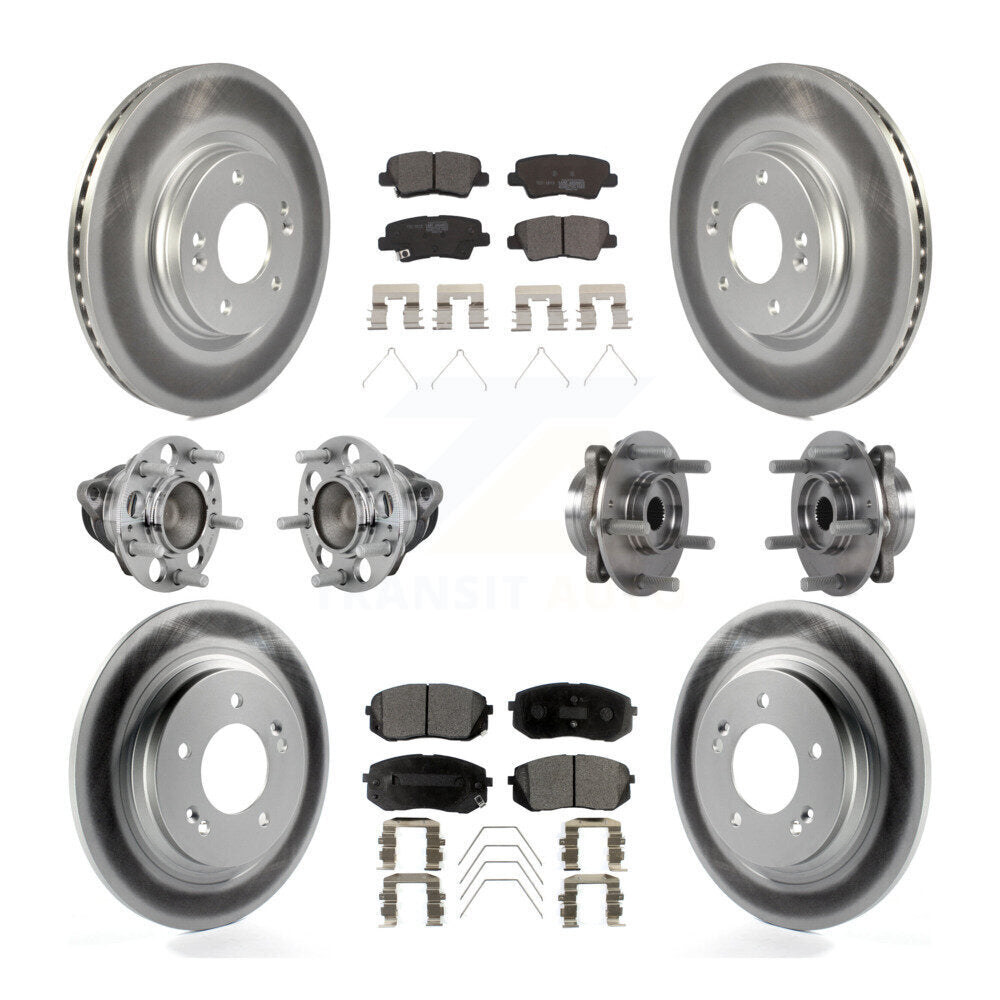 Kit de plaquettes de rotor de frein enduites de roulement de moyeu avant et arrière (10 pièces) pour Hyundai Elantra G