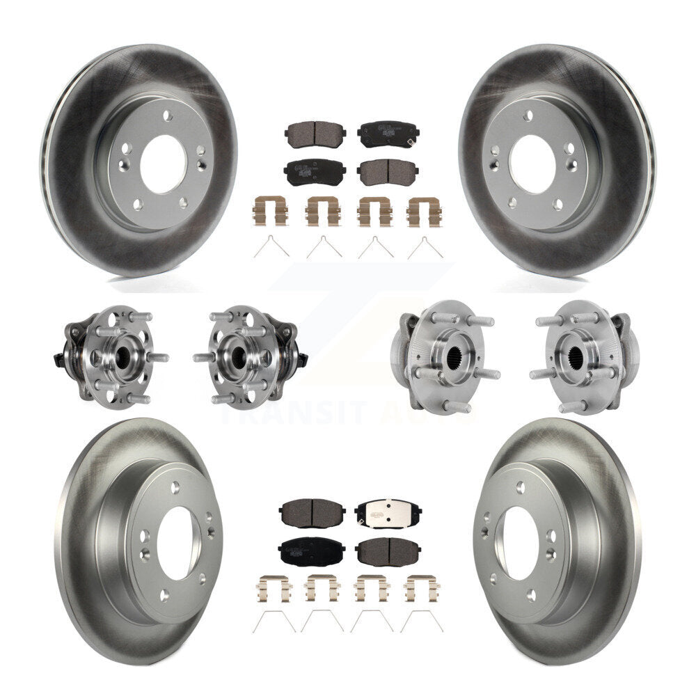 Kit de rotor et de plaquettes de frein à disque revêtus de roulement de moyeu avant et arrière (10 pièces) pour Hyundai Kon