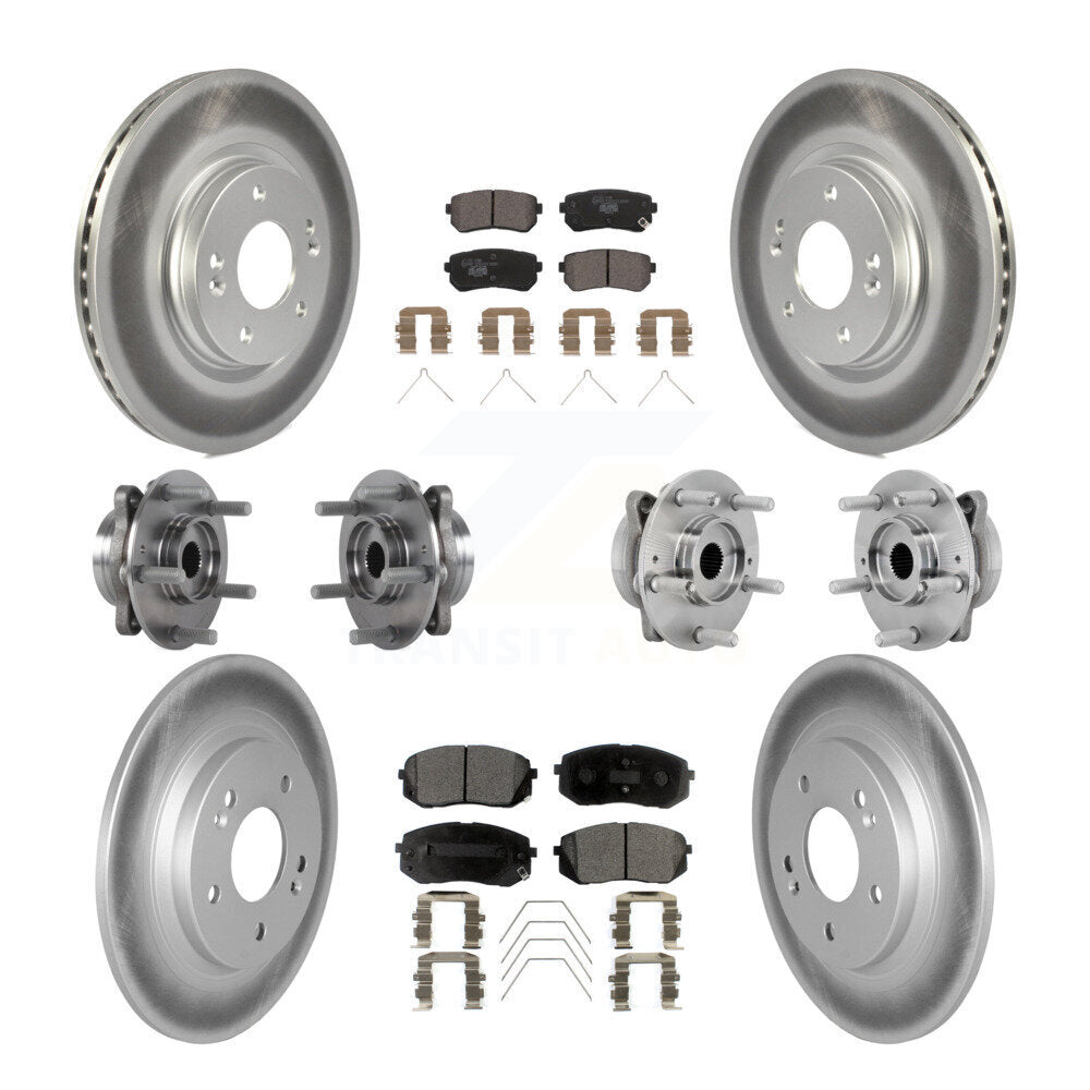 Kit de rotors et plaquettes de frein revêtus de roulement de moyeu avant et arrière (10 pièces) pour Hyundai Kona Ki