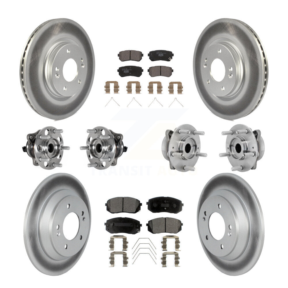 Kit de rotor et de plaquettes de frein à disque revêtus de roulement de moyeu avant et arrière (10 pièces) pour Hyundai Kon