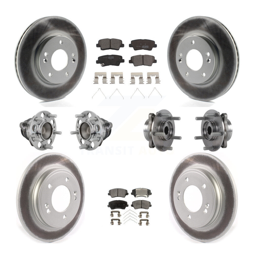 Kit de rotors et plaquettes de frein revêtus de roulement de moyeu avant et arrière (10 pièces) pour Hyundai Veloste
