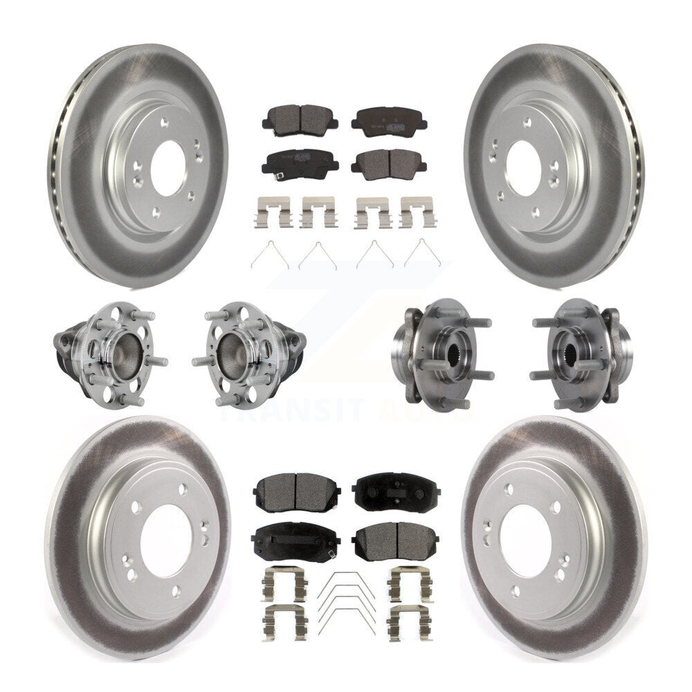 Kit de rotor et de plaquettes de frein revêtus de roulement de moyeu avant et arrière (10 pièces) pour Kia Forte Hyunda