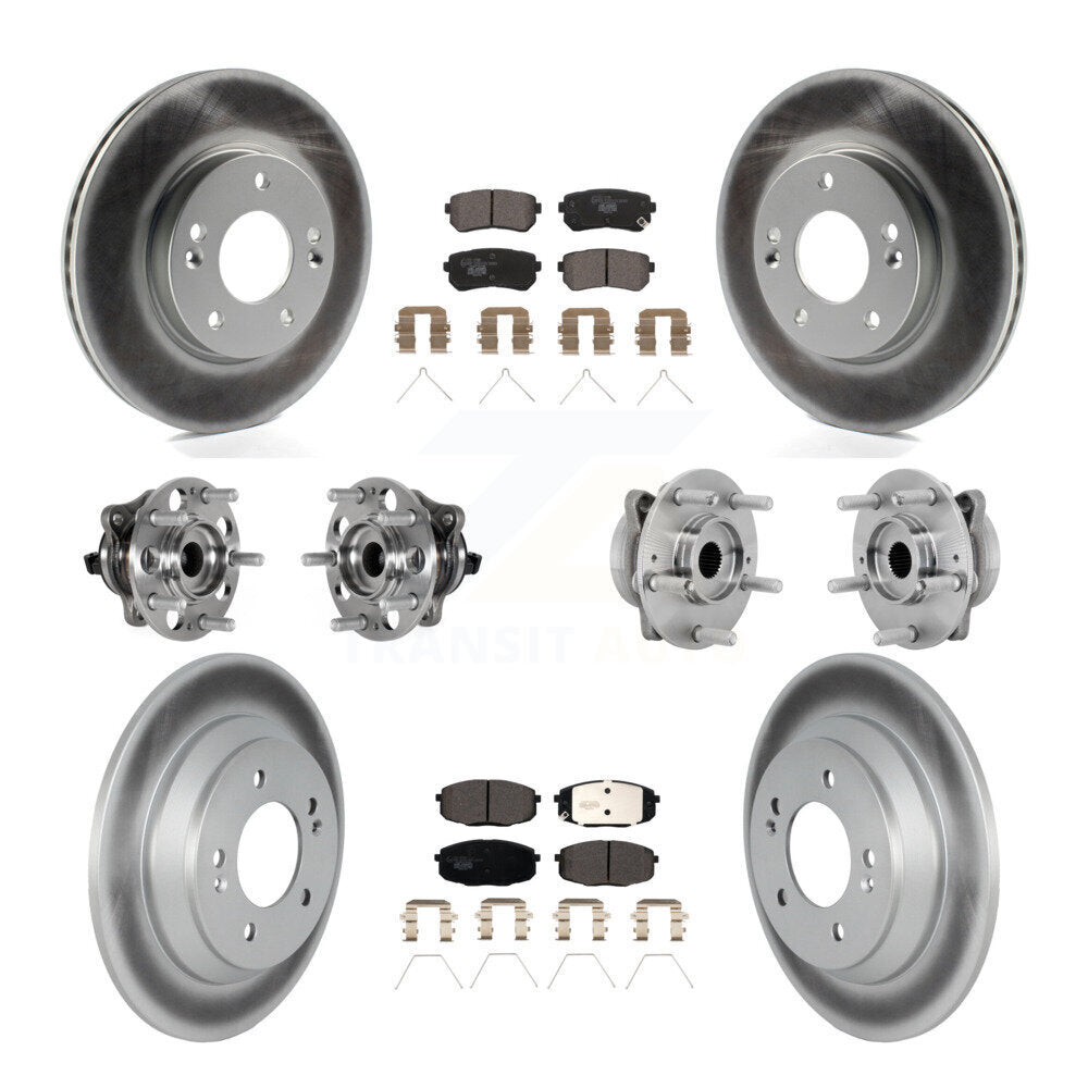 Kit de rotor et de plaquettes de frein à disque revêtus de roulement de moyeu avant et arrière (10 pièces) pour Hyundai Kon