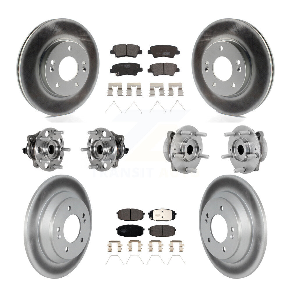 Kit de rotor et de plaquettes de frein à disque revêtus de roulement de moyeu avant et arrière (10 pièces) pour Hyundai Kon