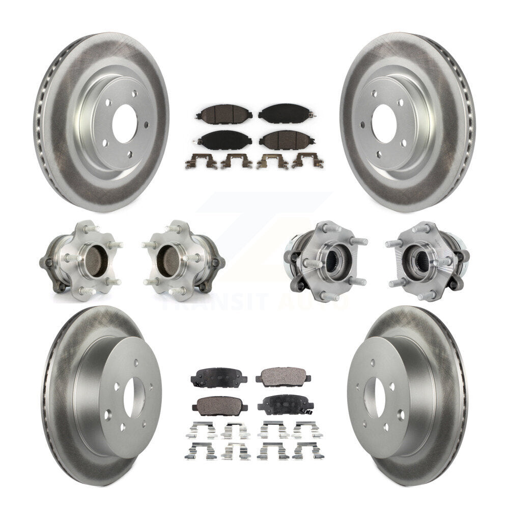 Kit de rotor et de plaquettes de frein revêtus de roulement de moyeu avant et arrière (10 pièces) pour Nissan Murano FW