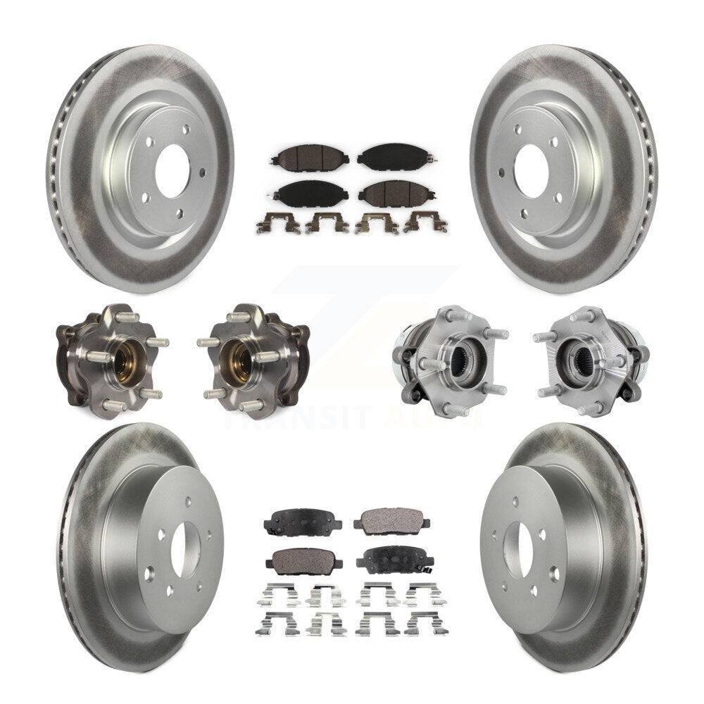 Kit de rotor et de plaquettes de frein revêtus de roulement de moyeu avant et arrière (10 pièces) pour Nissan Murano AW