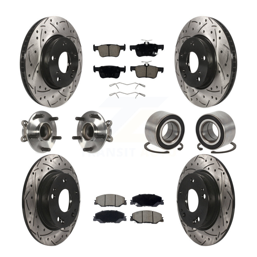 Kit de plaquettes de rotor de frein revêtues de roulement de moyeu avant et arrière (10 pièces) pour Honda Insigh 19-22