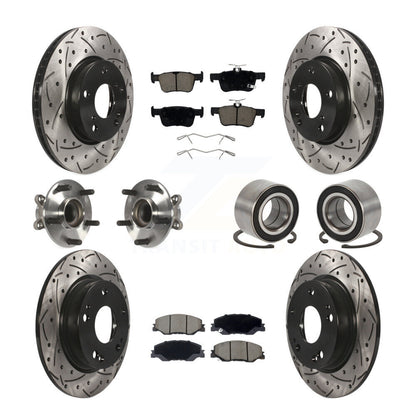Kit de plaquettes de rotor de frein revêtues de roulement de moyeu avant et arrière (10 pièces) pour Honda Insigh 19-22