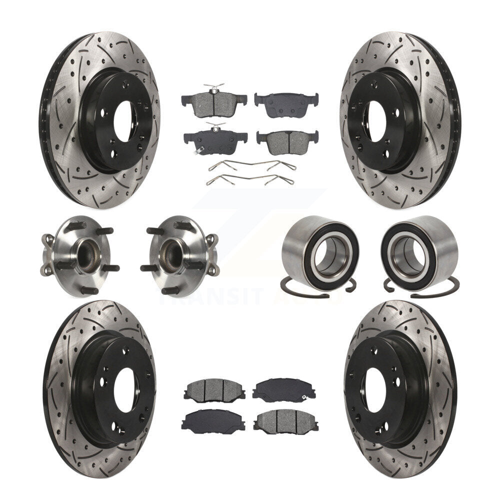 Kit de plaquettes de rotor de frein revêtues de roulement de moyeu avant et arrière (10 pièces) pour Honda Insigh 19-22