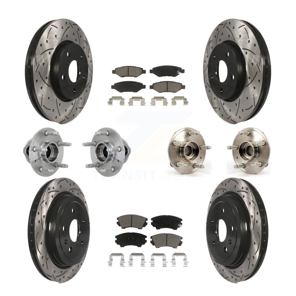 Kit de rotors et plaquettes de frein revêtus de roulement de moyeu avant et arrière (10 pièces) pour Chevrolet Camar