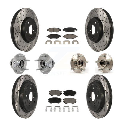 Kit de rotors et plaquettes de frein revêtus de roulement de moyeu avant et arrière (10 pièces) pour Chevrolet Camar