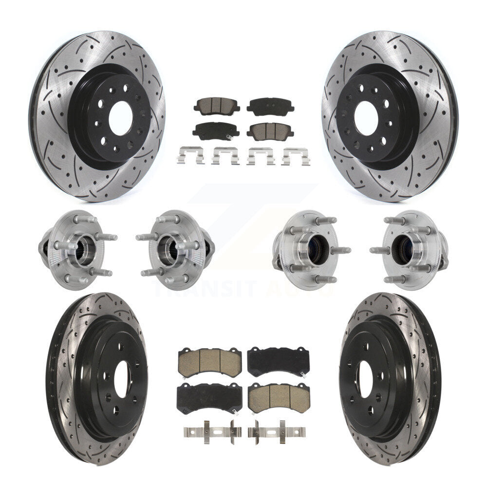 Kit de Rotor et de plaquettes de frein à disque revêtus de roulement de moyeu avant et arrière (10 pièces) pour Cadillac CT