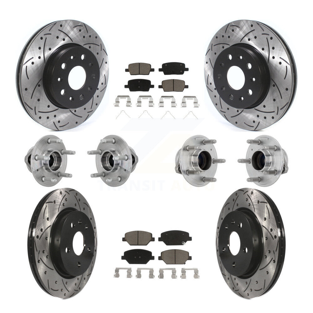 Kit de rotors et plaquettes de frein revêtus de roulement de moyeu avant et arrière (10 pièces) pour Chevrolet Camar