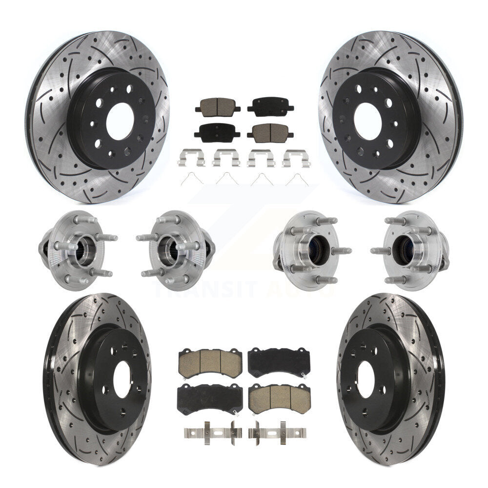 Kit de rotors et plaquettes de frein revêtus de roulement de moyeu avant et arrière (10 pièces) pour Chevrolet Camar
