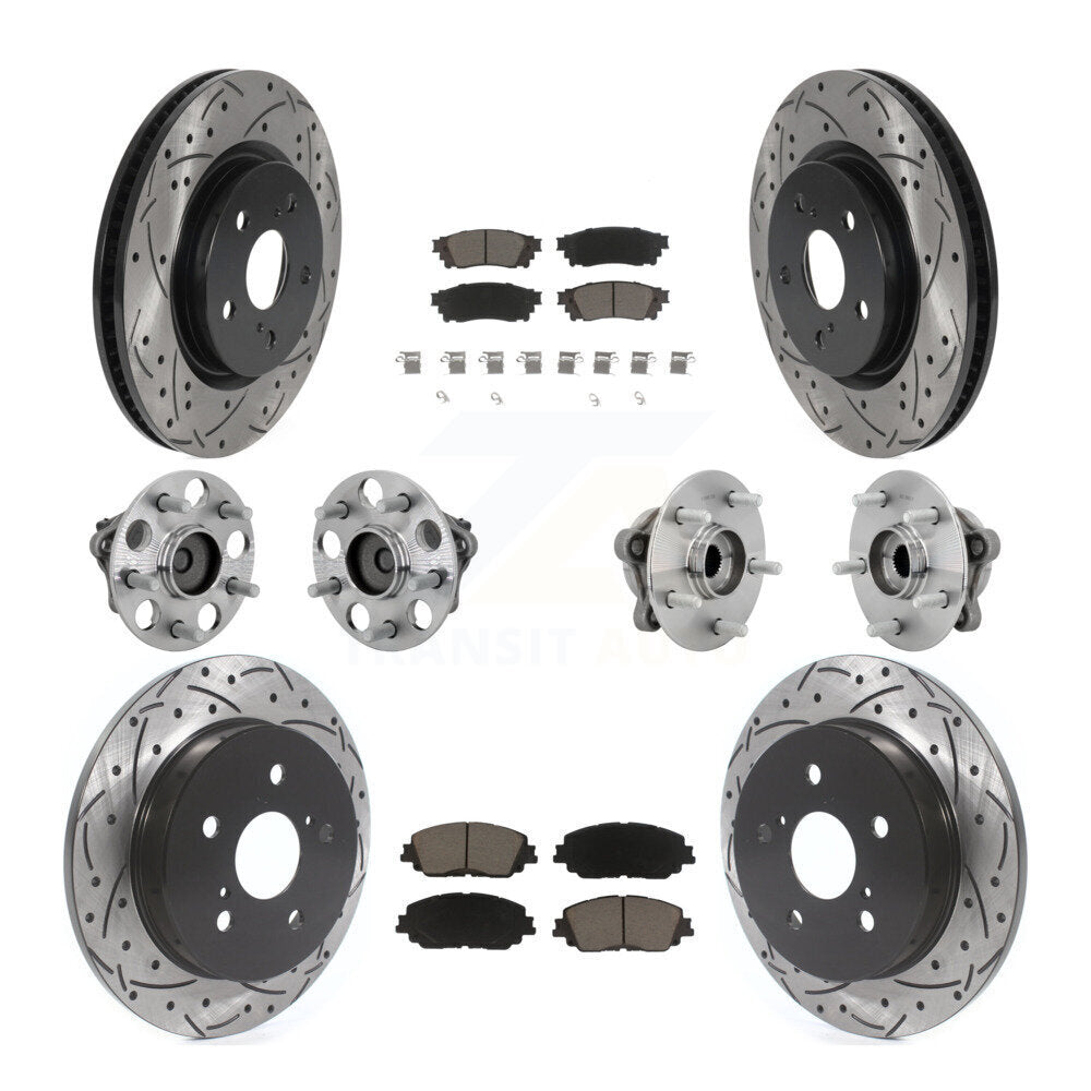 Kit de rotors et plaquettes de frein à disque revêtus de roulement de moyeu avant et arrière (10 pièces) pour Toyota C-H
