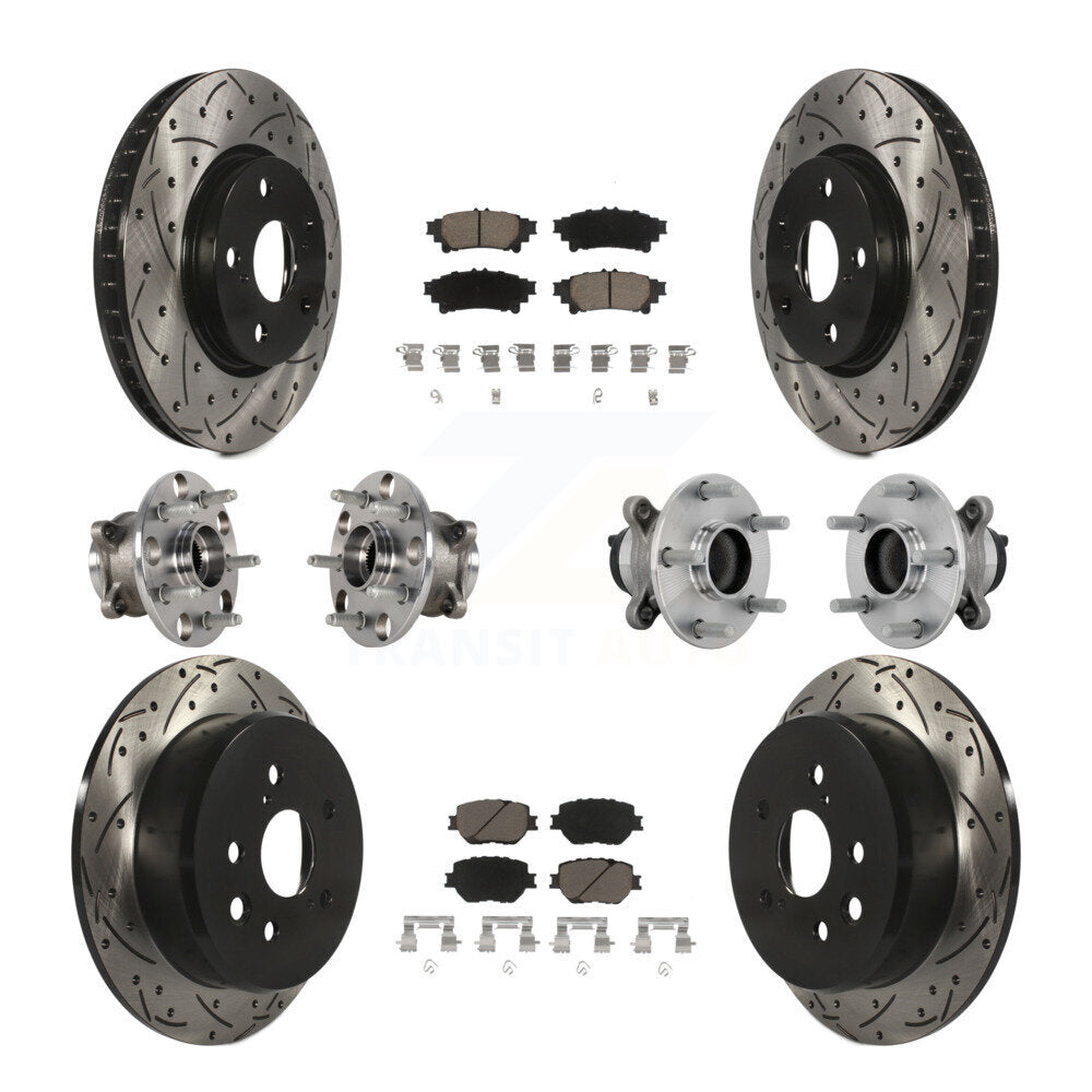 Kit de rotors et plaquettes de frein à disque revêtus de roulement de moyeu avant et arrière (10 pièces) pour Lexus IS25