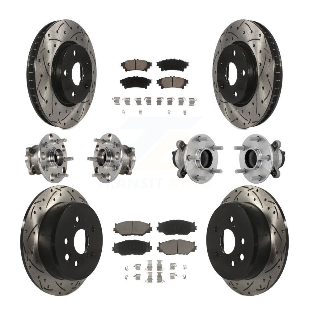 Kit de rotors et plaquettes de frein à disque revêtus de roulement de moyeu avant et arrière (10 pièces) pour Lexus IS25