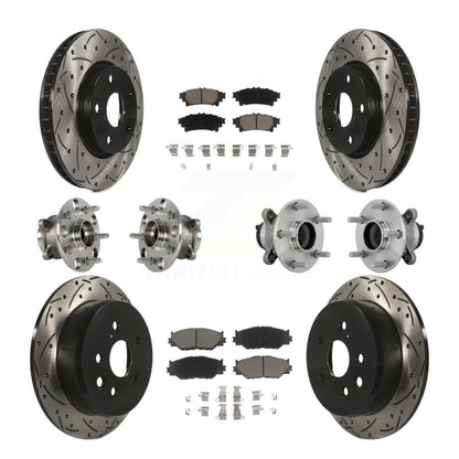 Kit de rotors et plaquettes de frein à disque revêtus de roulement de moyeu avant et arrière (10 pièces) pour Lexus IS25