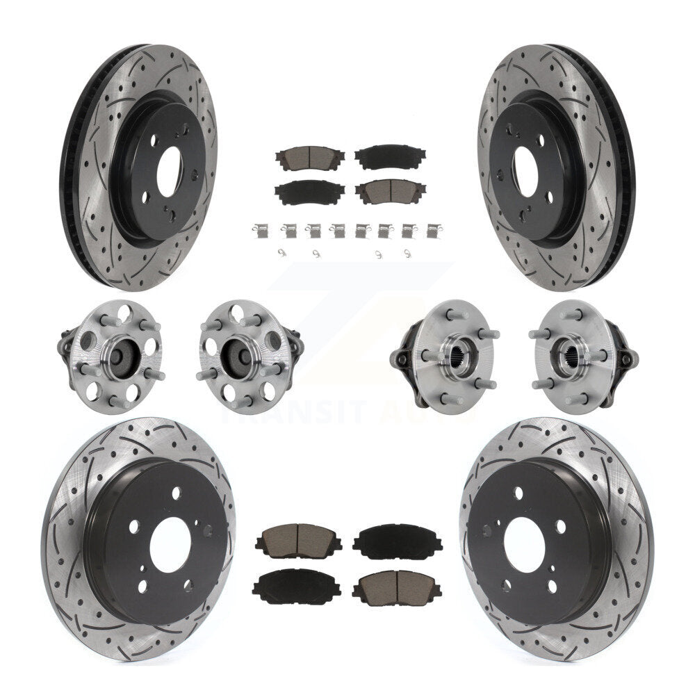 Kit de rotors et plaquettes de frein à disque revêtus de roulement de moyeu avant et arrière (10 pièces) pour Toyota RAV