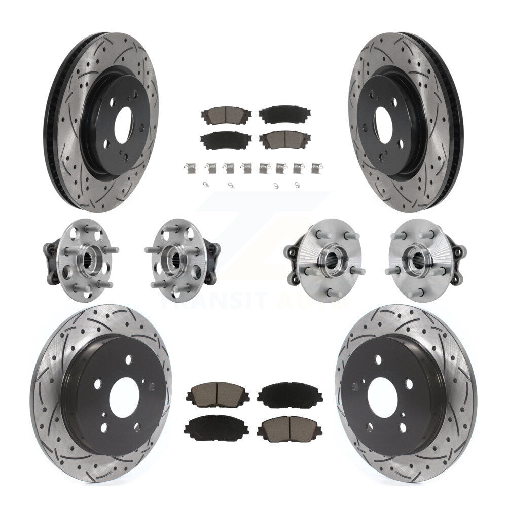 Kit de rotors et plaquettes de frein à disque revêtus de roulement de moyeu avant et arrière (10 pièces) pour Toyota RAV