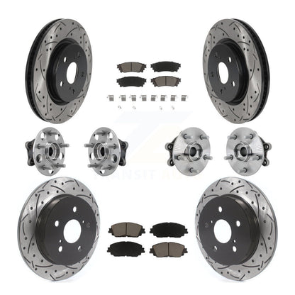 Kit de rotors et plaquettes de frein à disque revêtus de roulement de moyeu avant et arrière (10 pièces) pour Toyota RAV