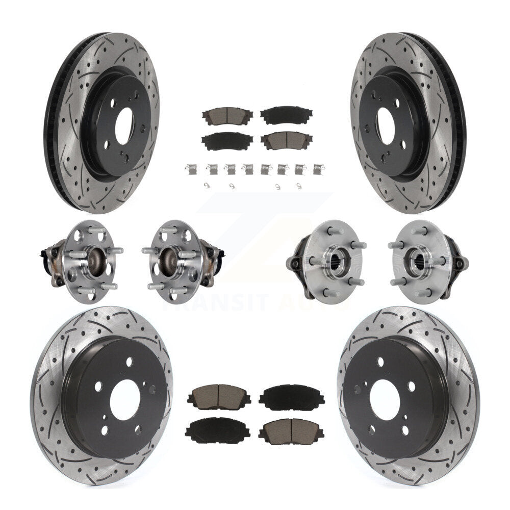 Kit de rotors et plaquettes de frein à disque revêtus de roulement de moyeu avant et arrière (10 pièces) pour Toyota RAV