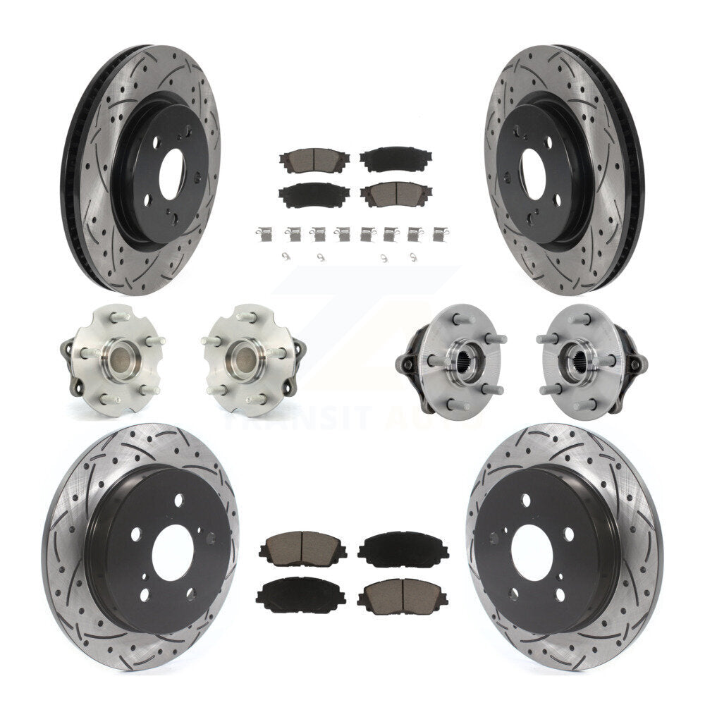 Kit de rotors et plaquettes de frein à disque revêtus de roulement de moyeu avant et arrière (10 pièces) pour Toyota RAV