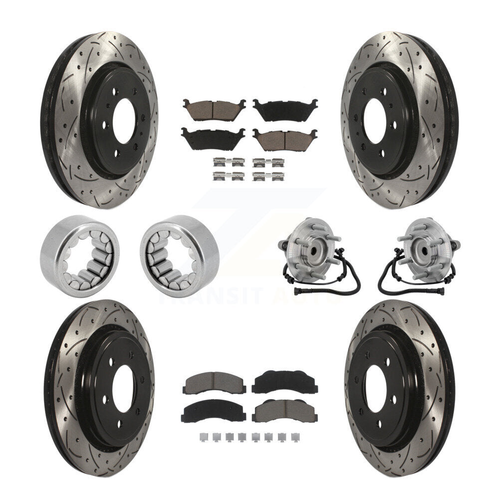 Kit de patins de rotor de frein enduits de roulement de moyeu avant et arrière (10 pièces) pour Ford F-150 RW