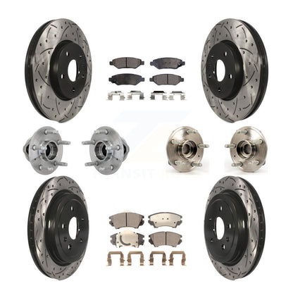 Kit de rotors et plaquettes de frein revêtus de roulement de moyeu avant et arrière (10 pièces) pour Chevrolet Camar